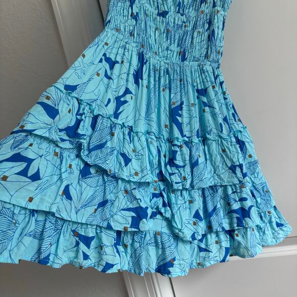 Lusana Women’s Lindi Mini Dress Sz Blue Sz 6 Resort Vacation Tiered EUC - Picture 5 of 13